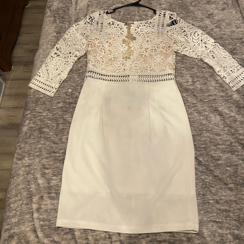 White cocktail dress great for dressy events.